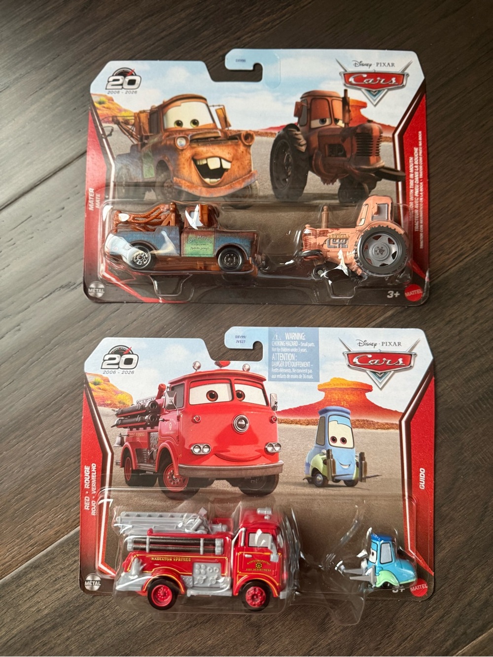 Mattel Disney Pixar Cars die cast Red, Guido, Mater, Tractor 2 packs